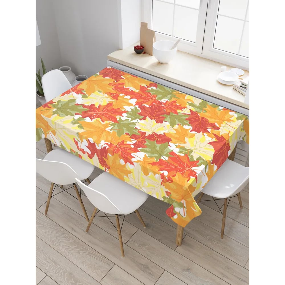 Изображение товара Прямоугольная тканевая скатерть на стол с рисунком JOYARTY "Осенние кленовые листья" 120 на 145 см tc_85021_120x145