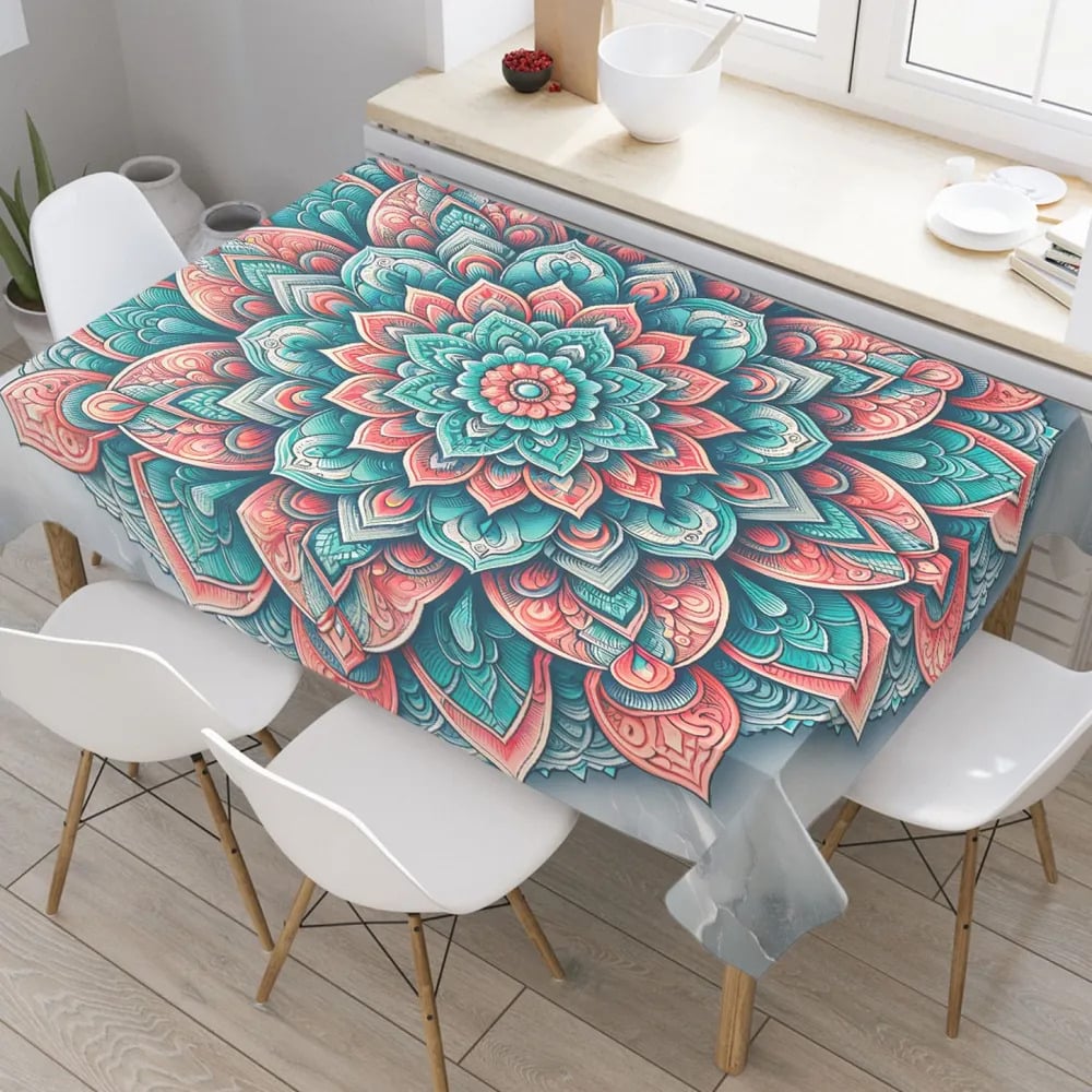 Изображение товара Прямоугольная скатерть JOYARTY Мраморная мандала 145x180 см
