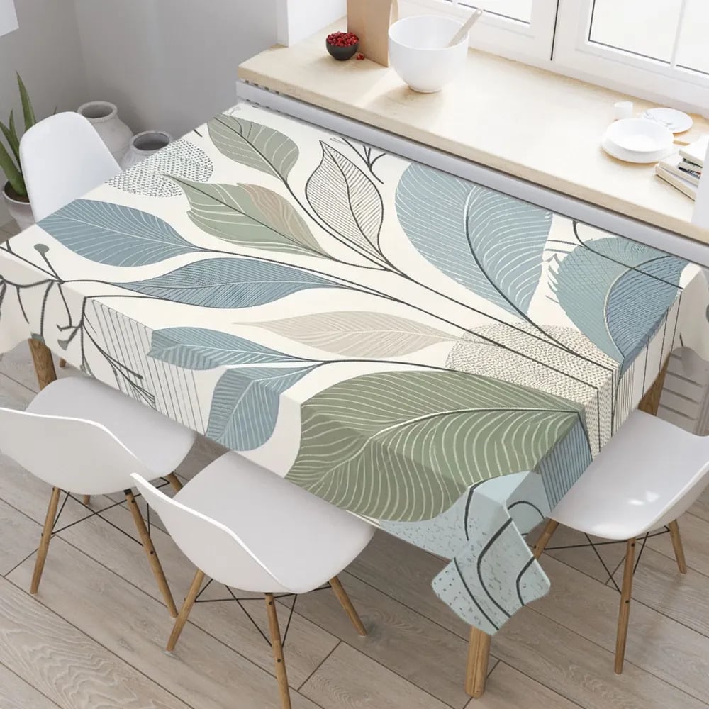 Изображение товара Прямоугольная тканевая скатерть JOYARTY Пастельные листья 120х145 см