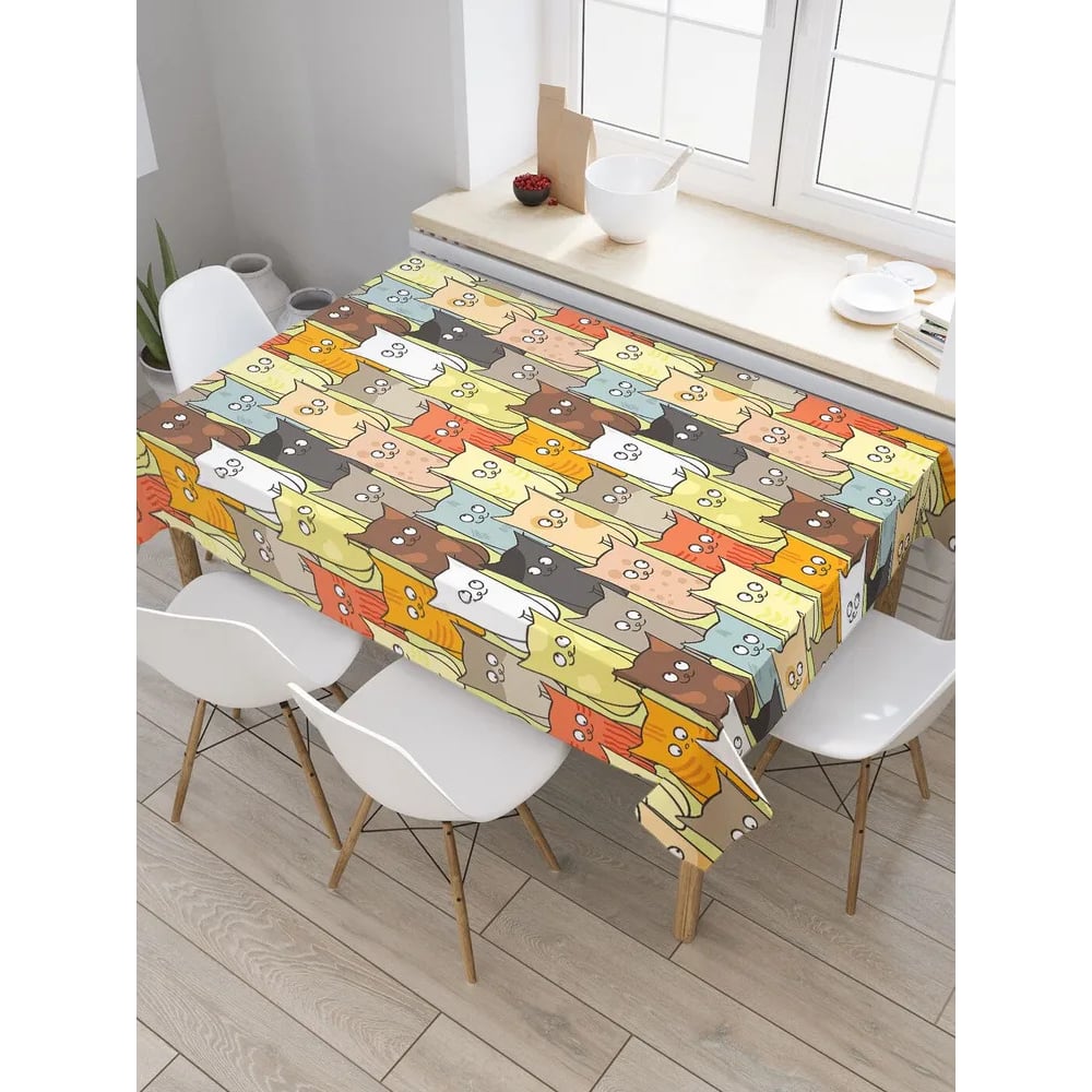 Изображение товара Прямоугольная водоотталкивающая скатерть JOYARTY "Котятки" 120x145 см