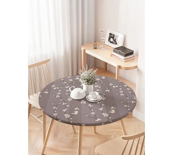 Изображение товара Скатерть на кухонный стол JOYARTY "Стеснительный цвет", круглая на резинке, диаметр 75-100 см frtc_31207_120x120