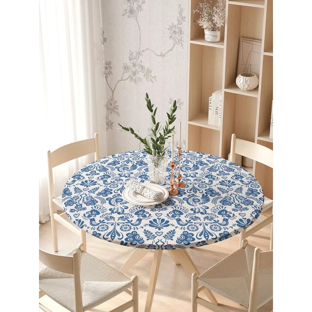 Изображение товара Скатерть на кухонный стол JOYARTY Птицы из гжели 105-120 см