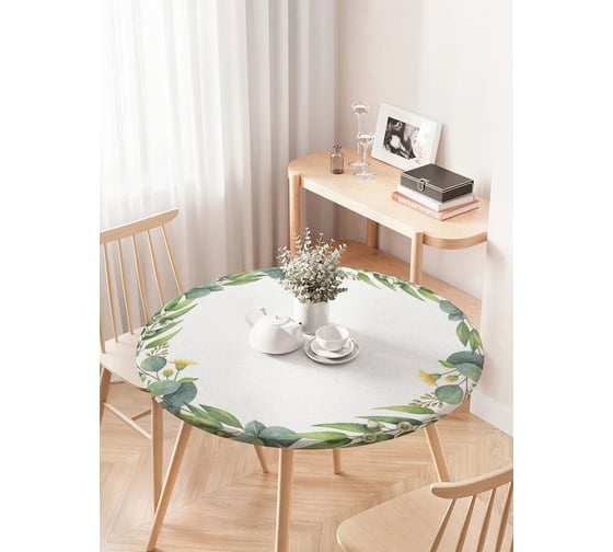 Изображение товара Скатерть на кухонный стол JOYARTY "Нежная композиция", круглая на резинке, диаметр 75-100 см, серия 44993 frtc_422933_120x120