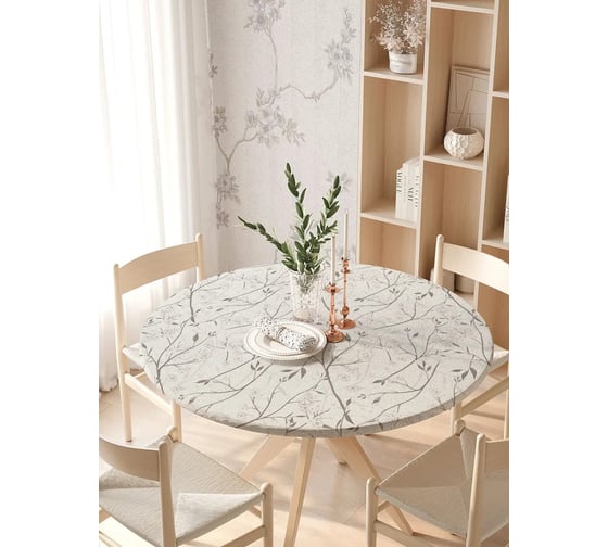 Изображение товара Скатерть на кухонный стол JOYARTY "Весенний сад", круглая на резинке, диаметр 105-120 см frtc_52460_140x140