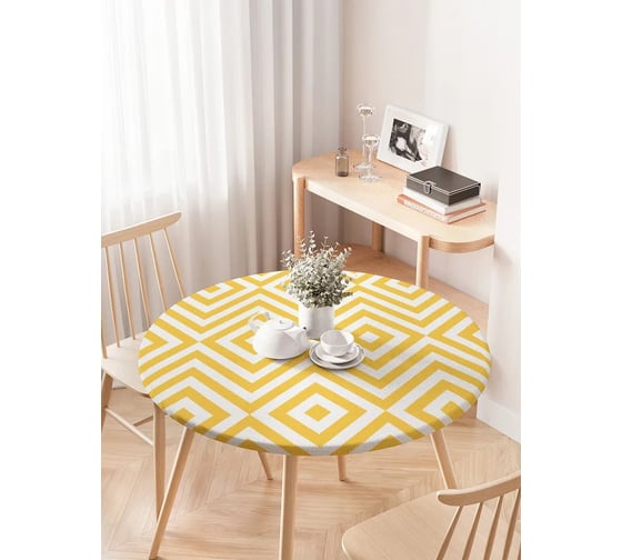 Изображение товара Скатерть на кухонный стол JOYARTY "Чередование ромбов", круглая на резинке, диаметр 75-100 см frtc_53086_120x120