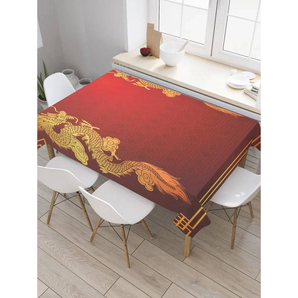 Изображение товара Прямоугольная тканевая скатерть JOYARTY Орнамент дракона 145x180 см