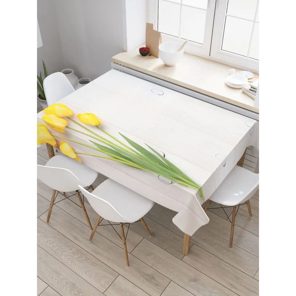 Изображение товара Прямоугольная тканевая скатерть JOYARTY 'Букет тюльпанов' 120х145 см