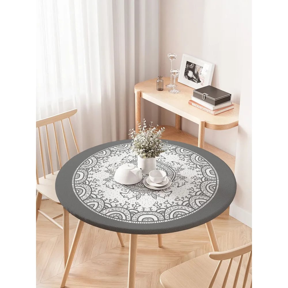Изображение товара Скатерть на кухонный стол JoyArty "Ажурные круги", круглая на резинке, диаметр 75-100 см frtc_17930_120x120