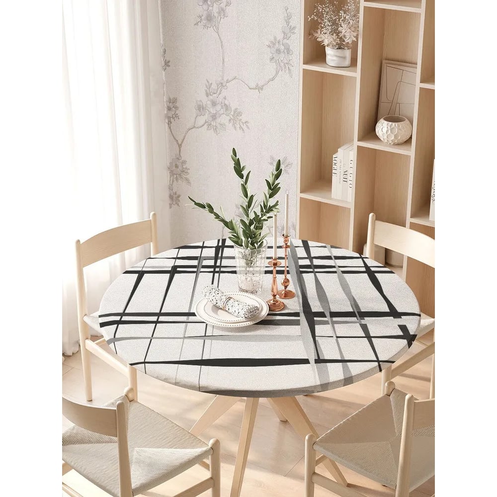 Изображение товара Скатерть на кухонный стол JoyArty Иллюзия клетки круглая диаметр 105-120 см