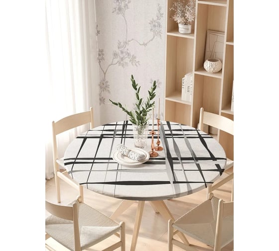 Изображение товара Скатерть на кухонный стол JoyArty "Иллюзия клетки", круглая на резинке, диаметр 105-120 см frtc_21390_140x140