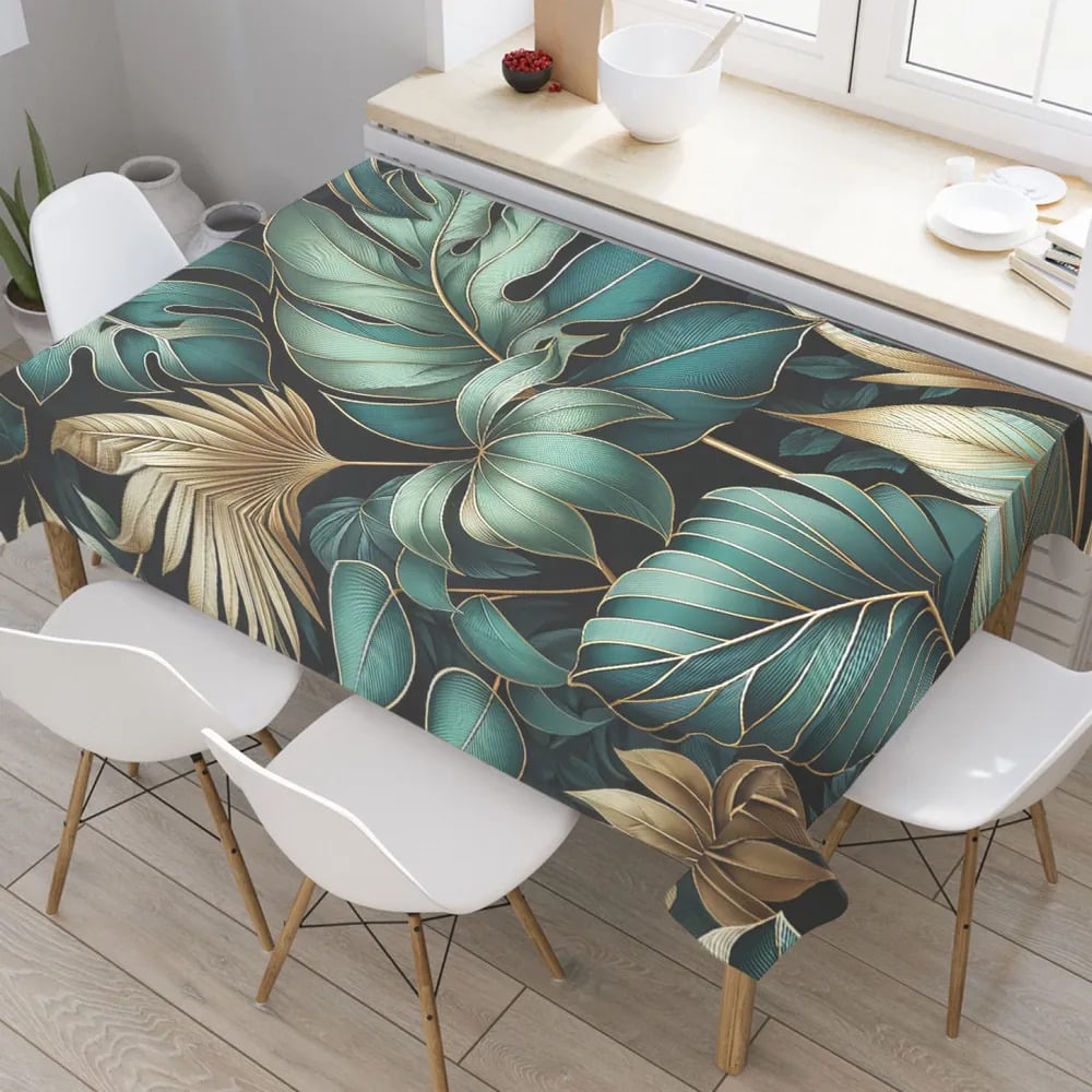 Изображение товара Прямоугольная тканевая скатерть Зеленый и Бежевый 145x180 см JoyArty