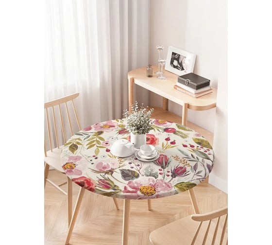 Изображение товара Скатерть на кухонный стол JoyArty "Цветочная солянка", круглая на резинке, диаметр 75-100 см, серия 8 марта frtc_30479_120x120