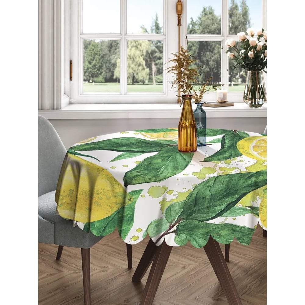 Изображение товара Круглая скатерть на стол с принтом JoyArty 150x150 см - современный дизайн