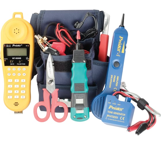 Изображение товара Набор инструментов для обслуживания телефонных сетей в ременной сумке ProsKit PK-2016 С00037363