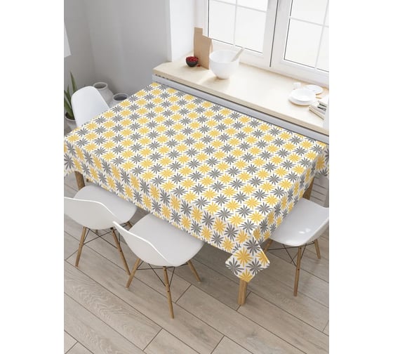 Изображение товара Прямоугольная водоотталкивающая скатерть на стол JoyArty "Цветочные квадраты" 120x145 tcox_sd2932_120x145