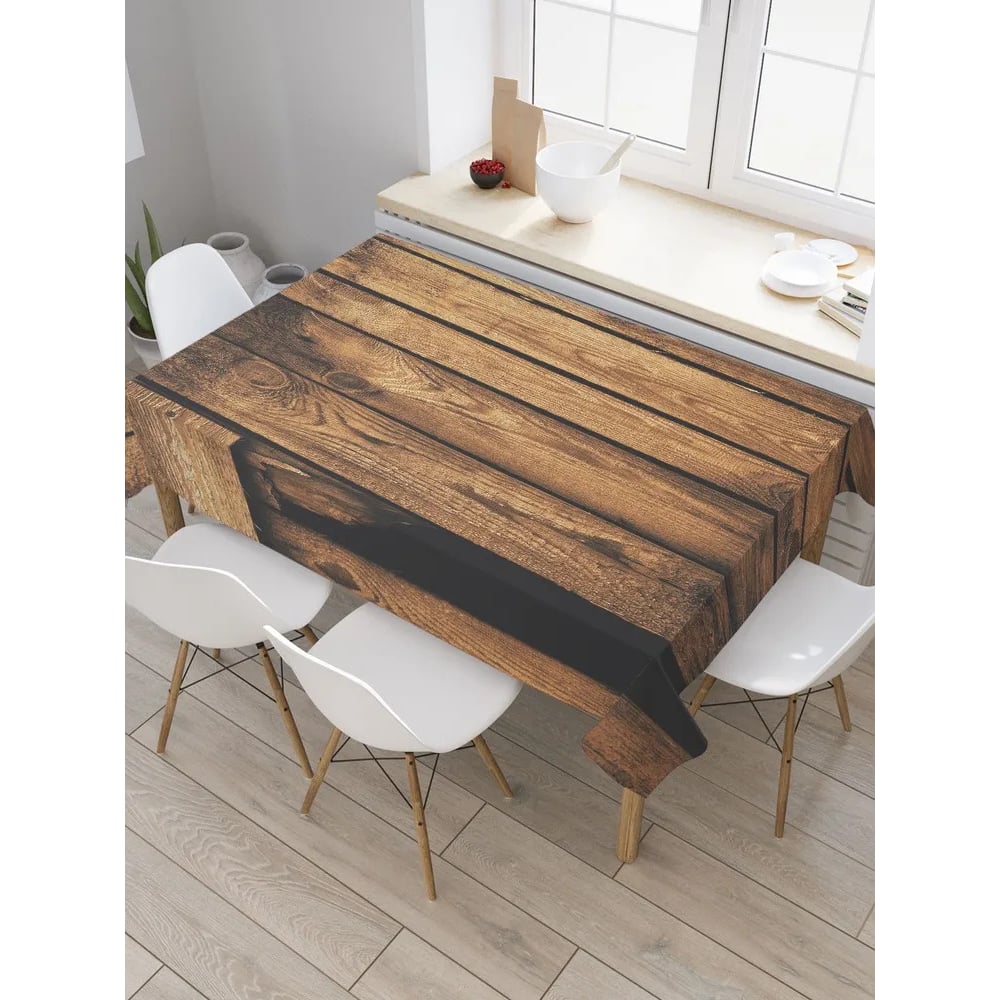 Изображение товара Прямоугольная водоотталкивающая скатерть JoyArty Деревянный забор 120x145 см