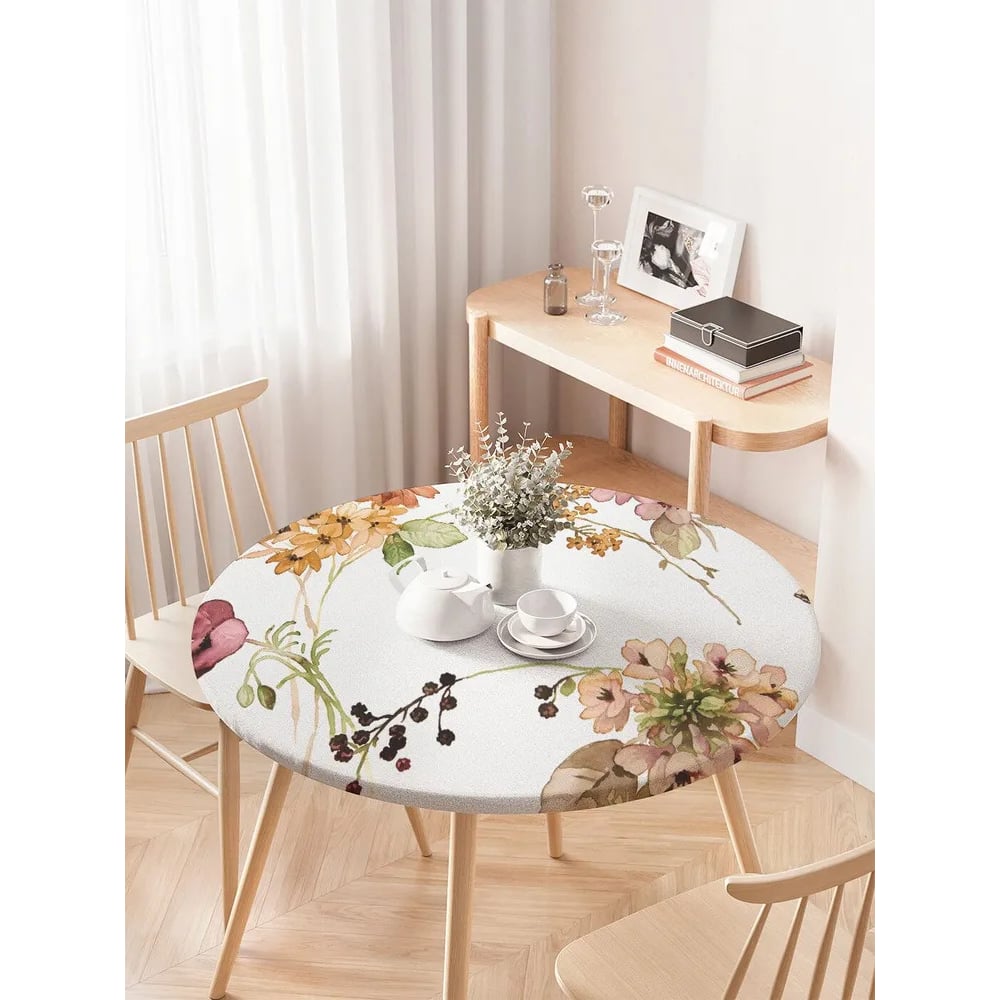 Изображение товара Скатерть JoyArty Нежная акварель круглая с резинкой для кухонного стола