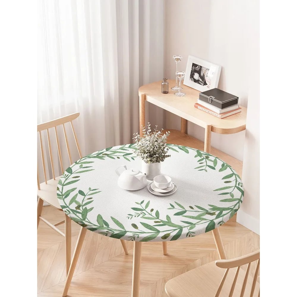 Изображение товара Скатерть JoyArty "Ветвь оливы", круглая на резинке, 75-100 см