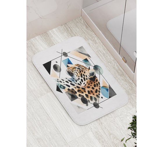 Изображение товара Коврик для ванной комнаты и туалета противоскользящий JOYARTY Леопардовая геометрия 52x77 см bath_429953