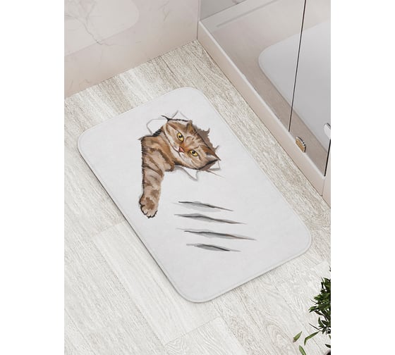 Изображение товара Коврик для ванной комнаты и туалета противоскользящий JOYARTY Озорной кот 52x77 см bath_385295