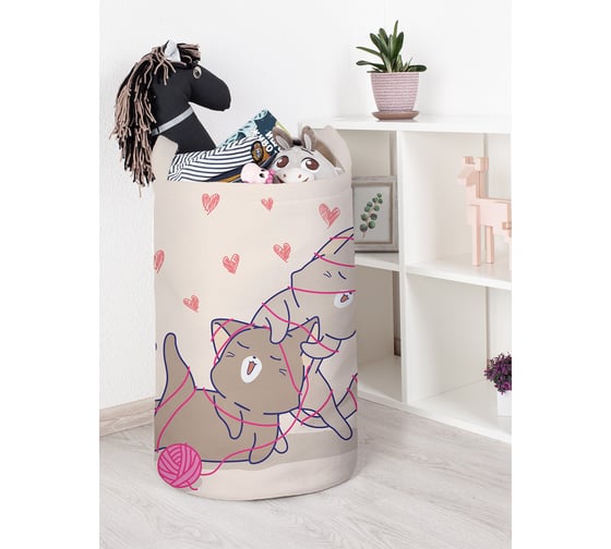 Изображение товара Корзина для хранения игрушек JoyArty "Котики увлеклись" 75л, серия День св.Валентина toba_429259_l