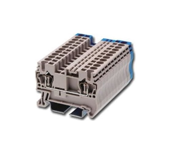 Изображение товара Клеммный блок Dinkle на DIN-рельс, пружинный (2.5 кв.мм, 600В/20А, серый, шир.5.1 мм) AK2.5 Т02230588