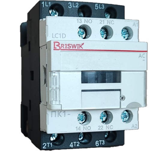 Изображение товара Контактор Briswik ПК1-01211400LC1D 12А 400V/AC 1НО/1НЗ LC1D01211V7.BR
