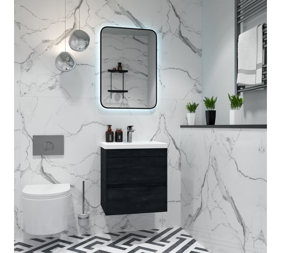 Изображение товара База под раковину подвесная с двумя выкатными ящиками Art&Max FAMILY-M Hard Coal, 500x350x550 мм Family-M-500-2C-SO-HC