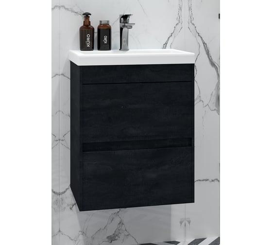 Изображение товара База под раковину подвесная с двумя выкатными ящиками Art&Max FAMILY-M Hard Coal, 400x350x550 мм Family-M-400-2C-SO-HC