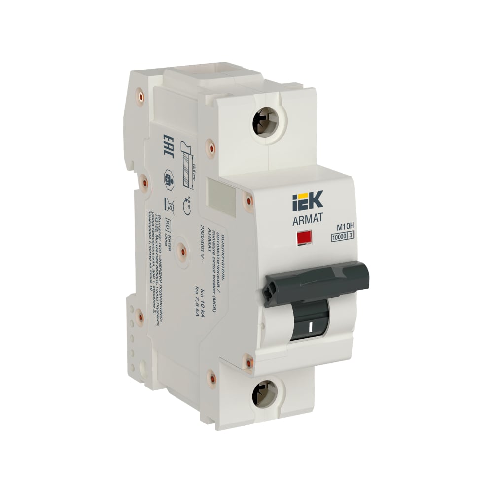 Изображение товара Автоматический выключатель IEK ARMAT M10H 1P L 100А для защиты электросетей