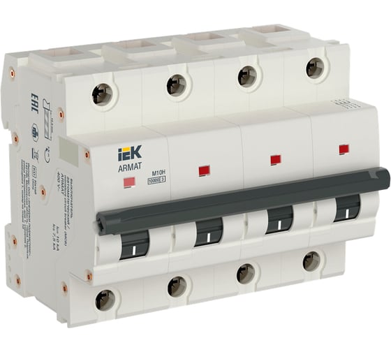 Изображение товара Автоматический выключатель IEK ARMAT M10H 4P B 100A AR-M10H-4-B100