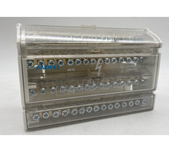 Изображение товара Шина "N" нулевая ANDELI на DIN-рейку в корпусе 4x15 групп ADL16-275