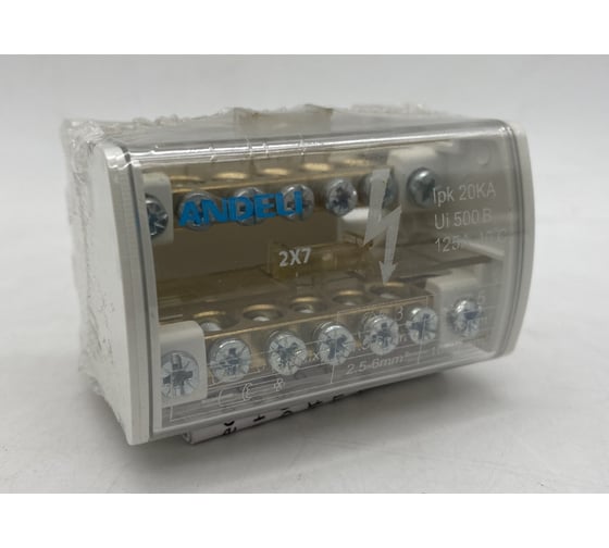 Изображение товара Шина "N" нулевая ANDELI на DIN-рейку в корпусе 2x7 групп ADL16-270