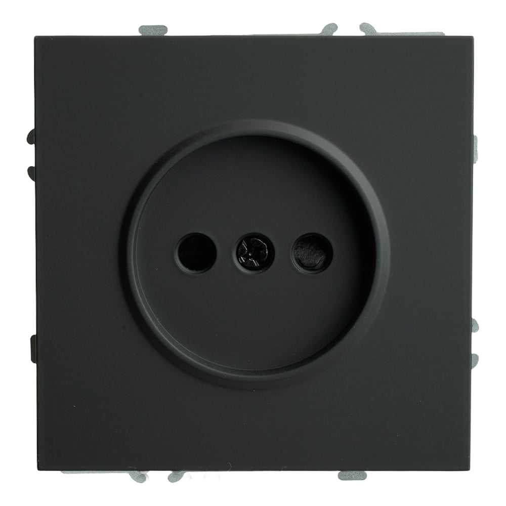 Изображение товара Розетка 1-местная STEKKER с защитной шторкой черный уголь