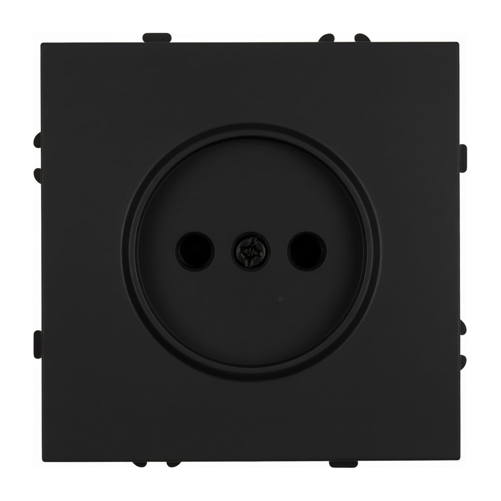 Изображение товара Розетка 1-местная STEKKER с защитной шторкой черный уголь