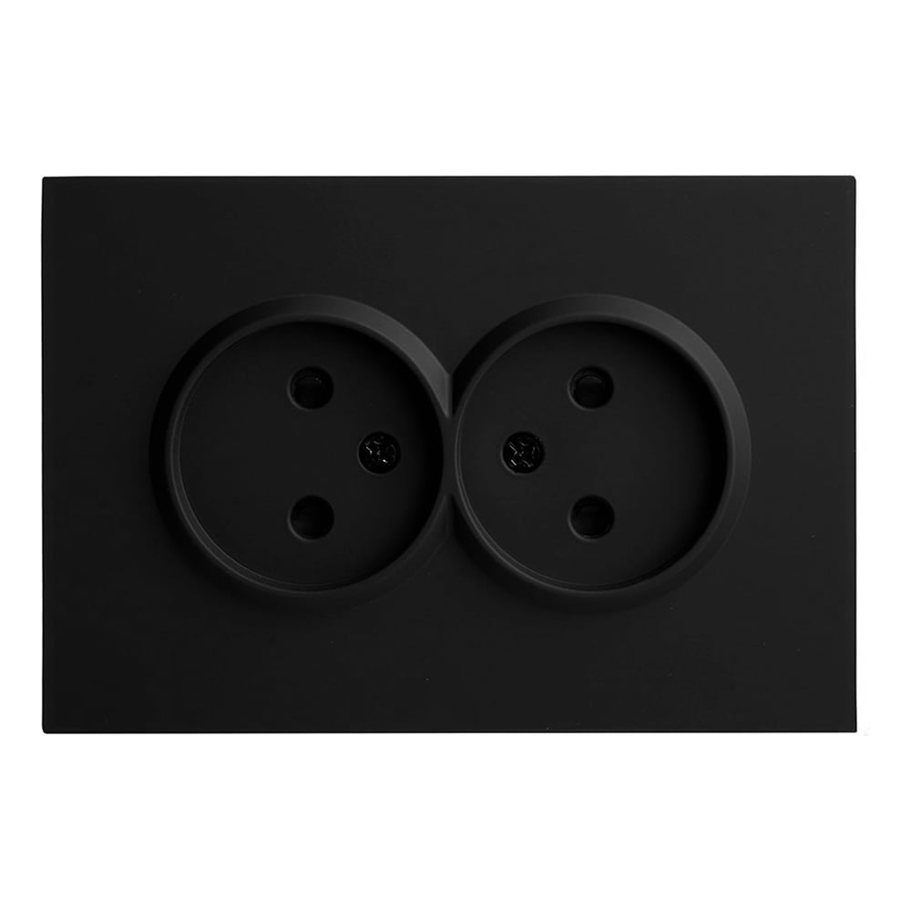 Изображение товара Розетка 2-местная STEKKER серия Эмили с защитной шторкой и IP20 черный уголь 250В 16А