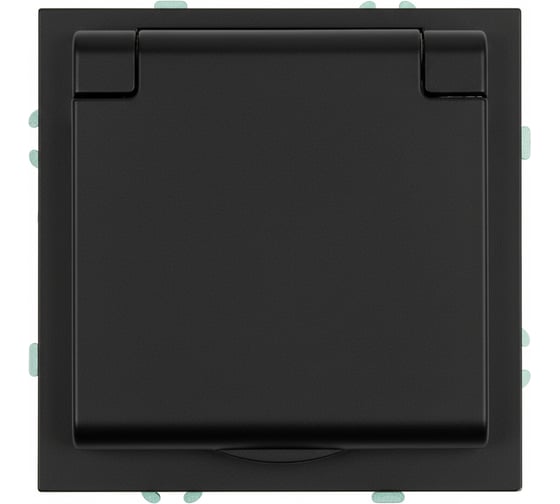 Изображение товара Розетка 1-местная STEKKER с крышкой с защ. штор, с/з, 250В, 16А, серия Эмили, RST16-5112-05, черный уголь, soft touch, 49855