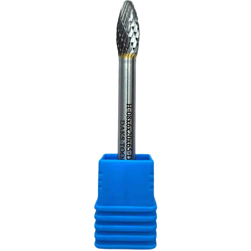 Изображение товара Бор-фреза DAKSTOOLS H-08x6x20x65-DC для стали и чугуна, твердосплавная