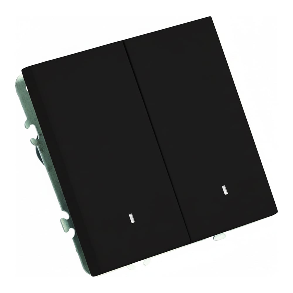 Изображение товара Выключатель 2-клавишный c индикатором серии Эмили STEKKER 250В 10А черный уголь