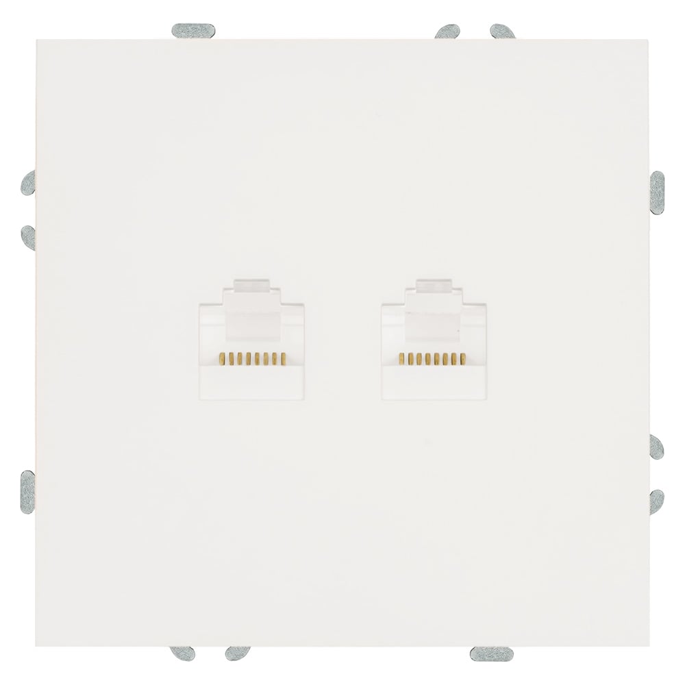 Изображение товара Розетка компьютерная 2-местная RJ-45 (механизм) STEKKER серия Эмили, RST00-5111-01, белый фарфор, soft touch, 49874