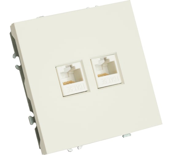 Изображение товара Розетка компьютерная 2-местная RJ-45 (механизм) STEKKER серия Эмили, RST00-5111-01, белый фарфор, soft touch, 49874