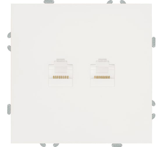Изображение товара Розетка компьютерная 2-местная RJ-45 (механизм) STEKKER серия Эмили, RST00-5111-01, белый фарфор, soft touch, 49874