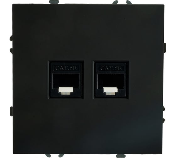 Изображение товара Розетка компьютерная 2-местная RJ-45 (механизм) STEKKER серия Эмили, RST00-5111-05, черный уголь, soft touch, 49848