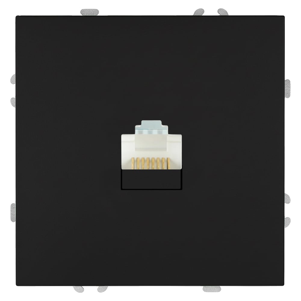 Изображение товара Розетка компьютерная 1-местная RJ-45 (механизм) STEKKER, серия Эмили, RST00-5117-05, черный уголь, soft touch, 49847