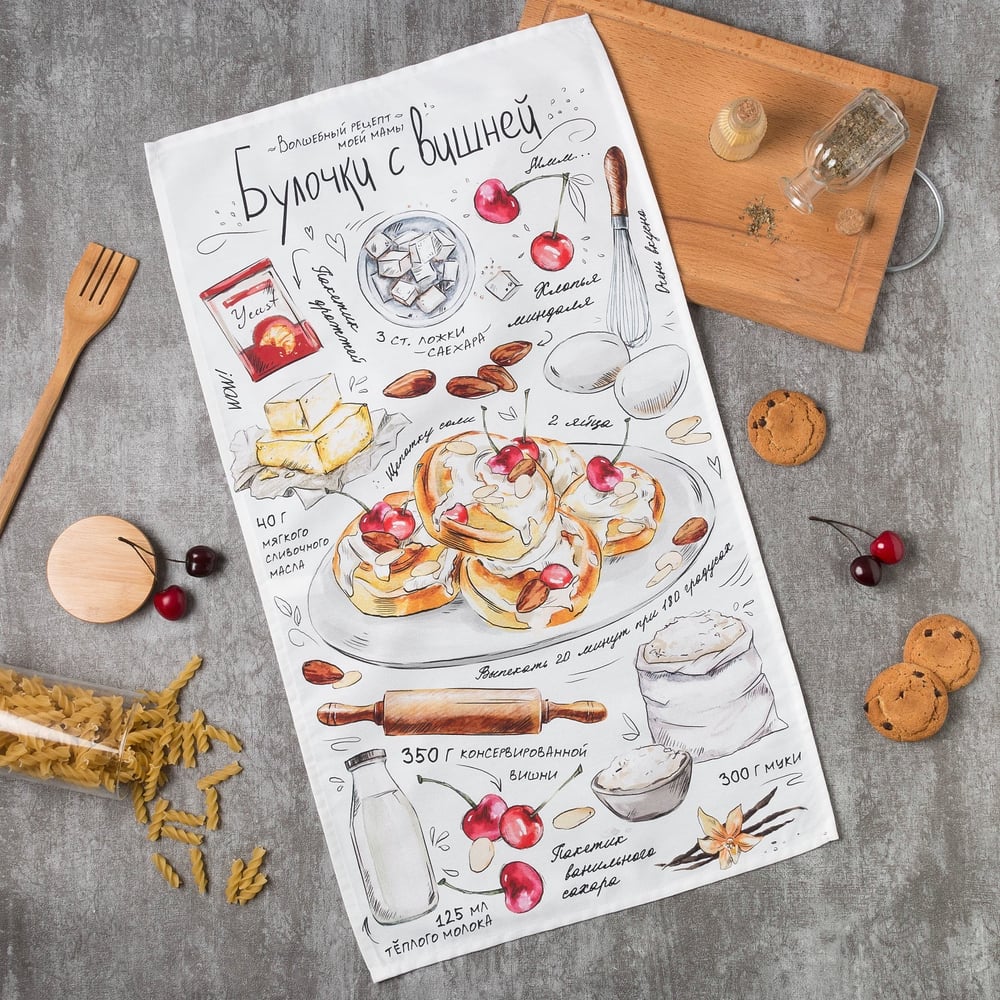 Изображение товара Полотенце Этель Булочка 40x73 см из 100% хлопка саржа плотностью 190 г/м2