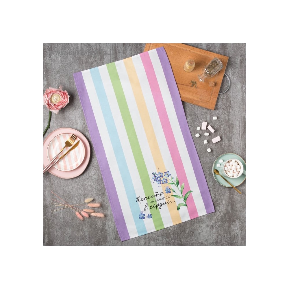 Изображение товара Полотенце Этель Красота 40x73 см из 100% хлопка саржа