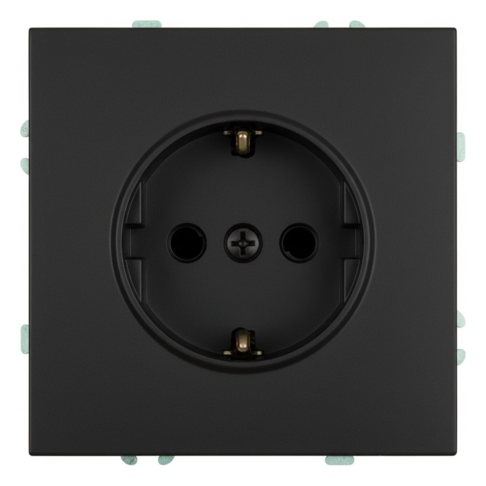 Изображение товара Розетка 1-местная STEKKER с защитной шторкой, черный уголь, серий Эмили