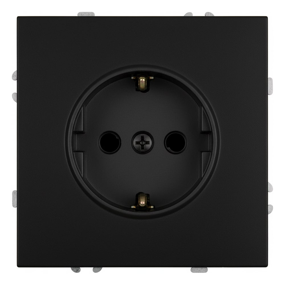 Изображение товара Розетка 1-местная STEKKER серия Эмили с защитной шторкой, 250В 16А, черный уголь