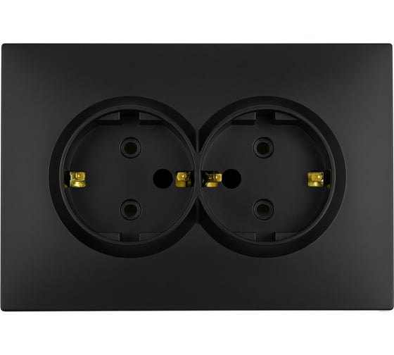 Изображение товара Розетка 2-местная STEKKER с защитной шторкой, с/з, 250В, 16А, серия Эмили, RST16-5114-05, черный уголь, soft touch, 49856