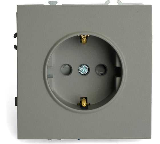 Изображение товара Розетка 1-местная STEKKER с защитной шторкой с/з (механизм), 250В, 16А, серия Эмили, RST16-5110-10, платиново-серый, soft touch, 49958